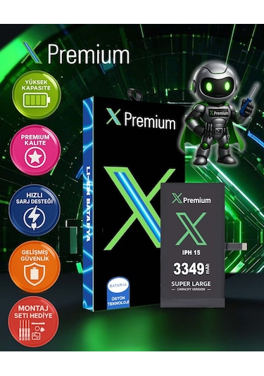 Xpremium Apple Uyumlu iPhone  15 Batarya 3349 Mah Süper Yüksek Kapasiteli Güçlendirilmiş Pil