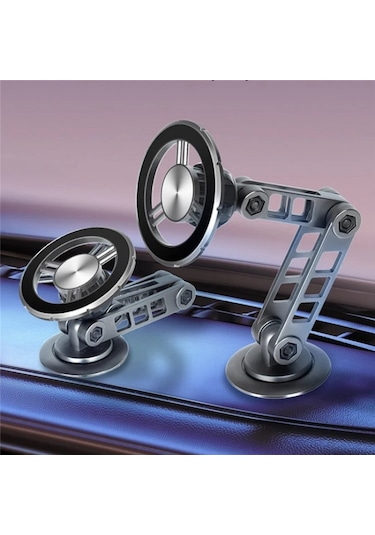 G198 Ayarlanabilir Robotik Kol Cep Telefonu Standı Araba Pano Ön Cam Manyetik Telefon Tutucu Gri