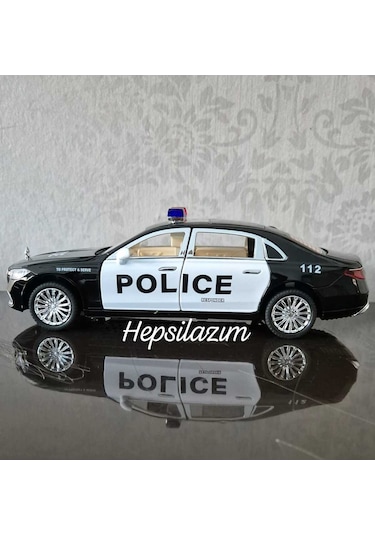 Metal Oyuncak Polis Araba Mercedes Maybach Model Araç Sesli Işıklı Çekbırak Diecast 23cm Diğer