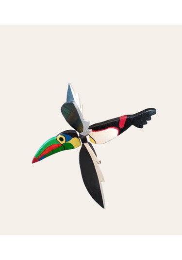 Toucan El Yapımı Ahşap Rüzgar Gülü Dış Mekan Dekoru