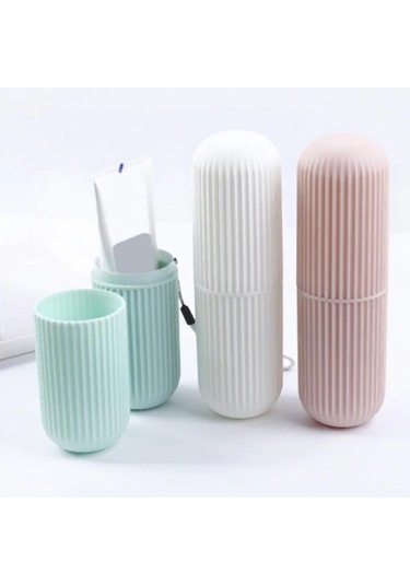 Seyahat Tipi Plastik Diş Fırçası Gözlük Kalem Fırça Erzak Saklama Kabı Düzenleme Kalemlik 4741 2 Adet Sarı