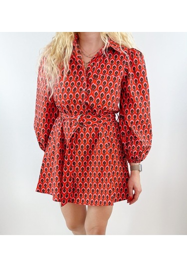 Modaonna Geometrik Desenli Narçiçeği Elbise Narçiçeği