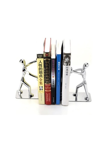 Joyhub 1 Çift / Grup Moda Serin Metal Paslanmaz Çelik Insan Şeklinde Bookend Okul Kırtasiye Ofis Arzı Bookends Renkli Torpido Üstü