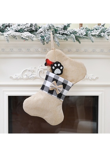 Qingmipy Noel Evcil Hayvan Çorabı - Kedi Köpek İçin Yeniden Kullanılabilir Hediye Çantası