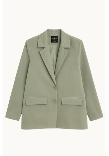 Mixray 4786 Kadın Oversize Kruvaze Blazer Ceket Haki Haki