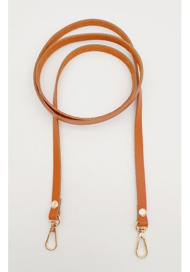 Angel Çanta Aksesuar Gerçek Deri Spagetti Model Turuncu Taba Light Gold Metal Çanta Sapı