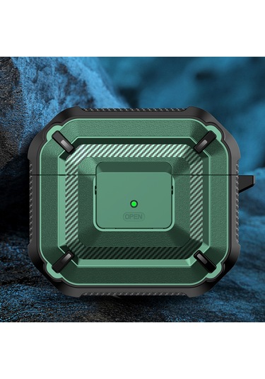 Airpods Uyumlu 3 İçin Anahtar Ve Kanca İle Elmas Doku Kulaklık Koruyucu Kılıf Yeşil