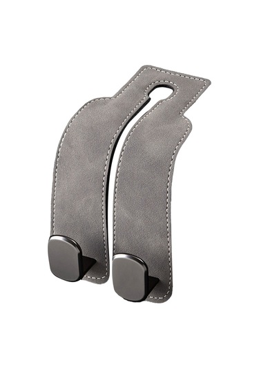 Gajeena Araba Arka Koltuk Çift Metal Kanca - Pu Deri + Çinko Alyuminyum, 44 Lbs Yük Taşıma, Telefon Tutucu İçin Uygun, Gri, Tekli Paket