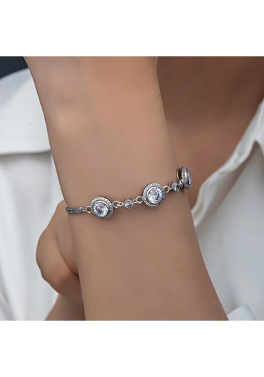 Gümüş Tektaş Kadın Bileklik Gümüş