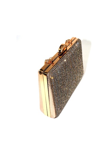 Suyolu Taşlı Gold Abiye Çanta. Abiye Portföy Clutch Davet Gece Çantası Kadın Altın Abiye Taşlı Çanta Gold