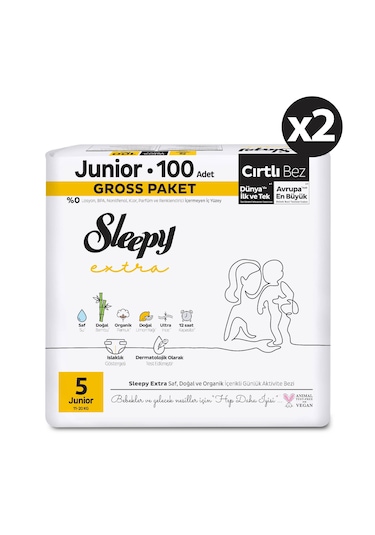 Sleepy Extra Günlük Aktivite Gross Paket Bebek Bezi 5 Numara Junior 200 Adet