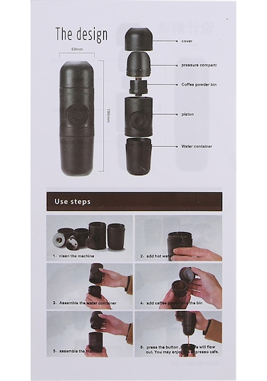 Reedark El Taşınabilir Manuel Espresso Makinesi - 8 Bar Basınç, 140ml Kapasite, Kompakt Boyut