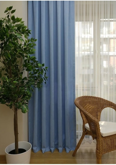 Evdepo Home Deniz Soft Pileli Fon Perde Mavi