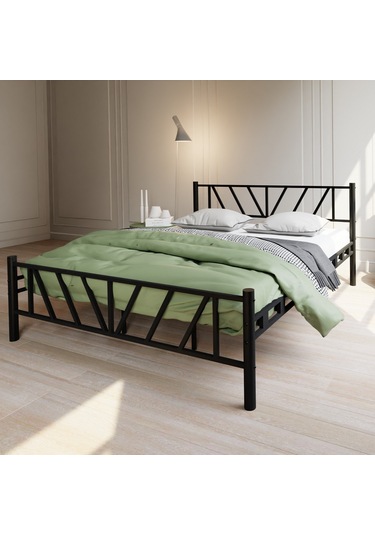 Gardenya Çift Kişilik Metal Karyola A Kalite, Ses Çıkarmaz ,ölçülü Model Karyola Siyah