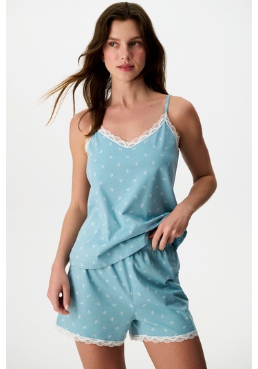 Penti Mavi Aqua Şortlu Pijama Takımı
