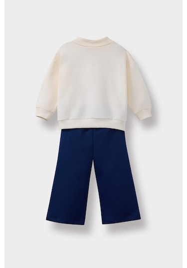 Defacto Kız Bebek 2li Takım Baskılı İçi Yumuşak Tüylü Sweatshirt Eşofman Altı F3744a525aunv42 Lacivert