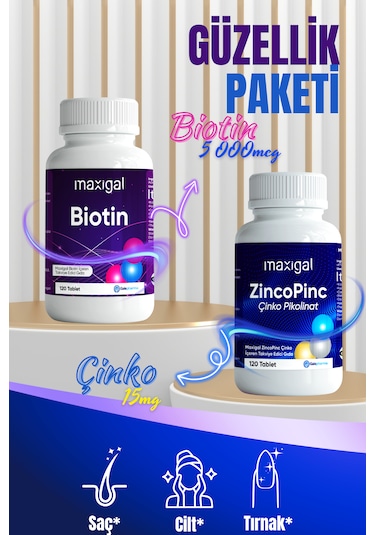 Biotin 5000mcg Çinko 15mg Avantajlı Saç Ve Tırnak Paketi