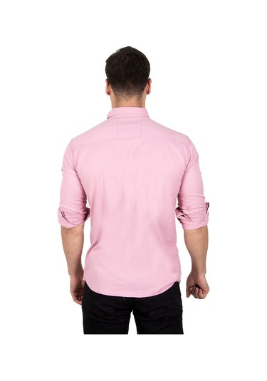 Deepsea Erkek Pembe Fitilli Çıtçıtlı Kot Gömlek 300421 Pembe