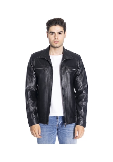 Derinss Der166 Hakiki Deri Erkek Siyah Mont