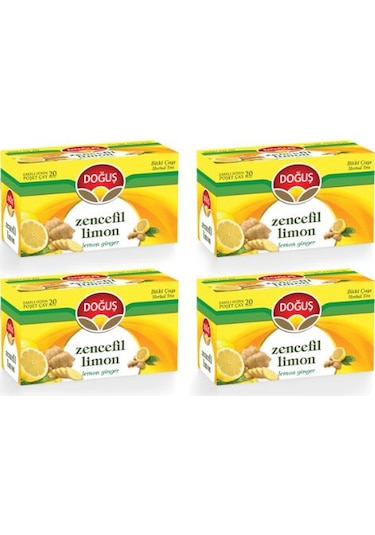 Doğuş Zencefil Limon Karışık Bitki Süzen Bardak Poşet Çay 4'lü 20 x 2 G