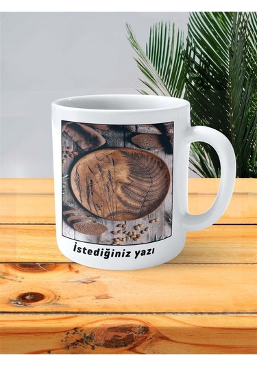 Tahta Baskılı Kupa Bardak Kişiye Özel Desen 1 Çok Renkli