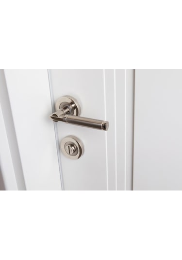 Nikel Rozetli Parçalı Wc Kapı Kolu (İç- Dış Takım)