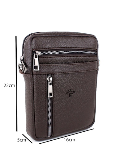 Erkek Kahverengi Askılı Postacı Çanta Omuz Çantası Kahverengi