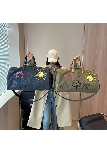 Sandwich Erkekler İçin Yeşil Desenli Kapasiteli Askılı Sırt Çantası - Model: Motion003 Yeşil