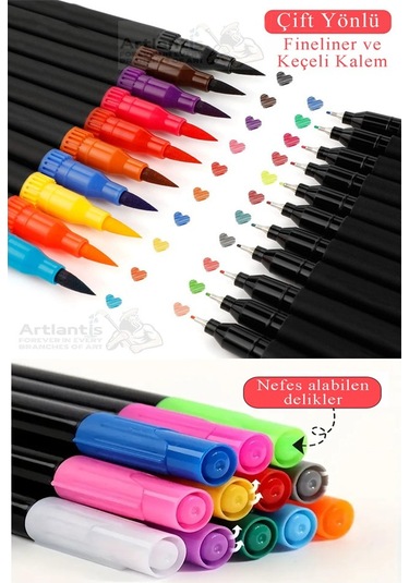 Fineliner 10 Lu Çift Taraflı İnce Uçlu Kalem 1 Paket 10 Renk 0.4 Mm Keçe Uçlu Kalem Renkli İşaretleme Yazı Kalemi