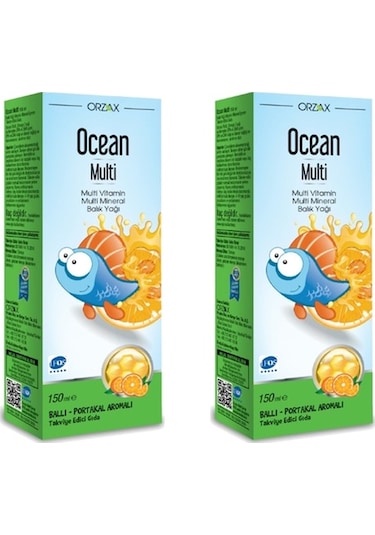 Ocean Multi Şurup Ballı Portakal Aromalı Balık Yağı 2 x 150 ML
