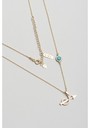 So Chic Zodyak Koleksiyonu Yay Burcu 18 Ayar Sarı Altın Kaplama 46 CM Gümüş Kolye