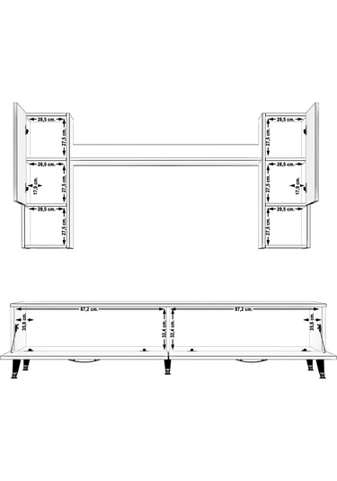 Decoraktiv Eko 5da Slm Std Silver Tv Ünitesi Tv Sehpası Beyaz - Siyah