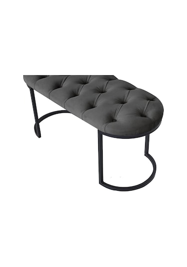 Elısse Gri Model- Oval Metal Ayak 100 Cm Bench&koltuk&puf-yatak Odası Önü&ucu Puff&oturak
