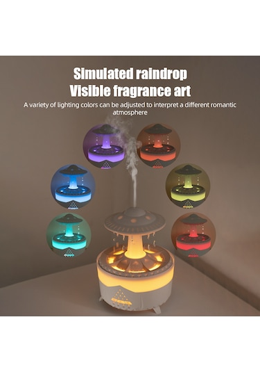 Hangfox Beyaz Ufo Stili Ev Odası Nemlendirici: 350ml, 7 Renk Işık, Uyku Modu, Yağ Ekleme, 2-4-8 Saat Zamanlayıcı, Su Yokken Otomatik Kapatma, Kumandalı, 220v Avrupa Standartı