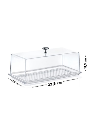 Ny Home Dekoratif Tasarım Pasta, Kurabiye Saklama Ve Sunum Seti Orta Boy Şeffaf