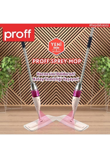 Proff Sprey Mop + Yedek Başlık Ve Mop Krem