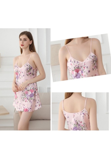 Sones V Yaka Sırtı Açık Nergis Kısa Askılı Gecelik Siyah