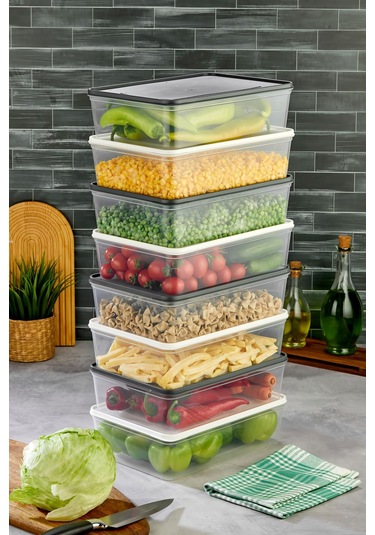 Mikrodalga Ve Derin Dondurucuya Uygun Freshkeep Saklama Kabı 8'li Set - Gri / Beyaz / 8 4000 Ml Gri