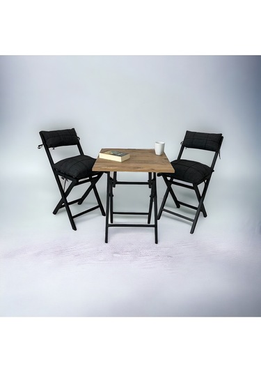 Modern Style Home Balkon Bahçe Mutfak 3'lü Bistro Set Katlanır 2 Sandalye 1 Masa Antrasit