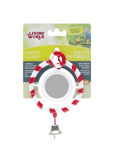 Living World Zilli Aynalı Kırmızı Halka Kuş Oyuncağı