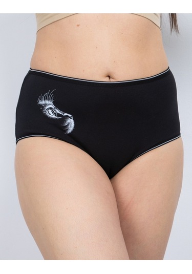 Alya Underwear Kadın Büyük Beden Külot Battal Full Brief, Yüksek Bel 5xl, 6xl, 7xl 5 Farklı Renk 1 Pakette Siyah P13