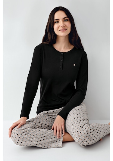 Pierre Cardin Kadın Siyah Pijama Takımı Pc9102-s-v1 Siyah