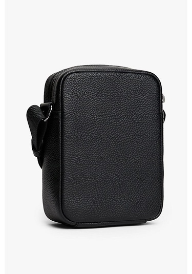 Erkek Dokulu Çapraz Askılı Çanta - Siyah Triple Black