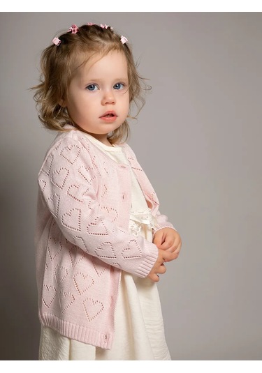 Leo Kız Çocuklar İçin Örgü Ceket Kazak 70317884 Pembe