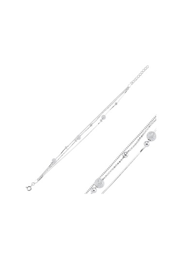 925ayar Gümüş Üç Sira Taşsız Ve Tolarla Süslü Bileklik