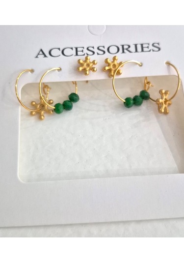 Gold Halka Altılı Bayan Küpe Set Gold