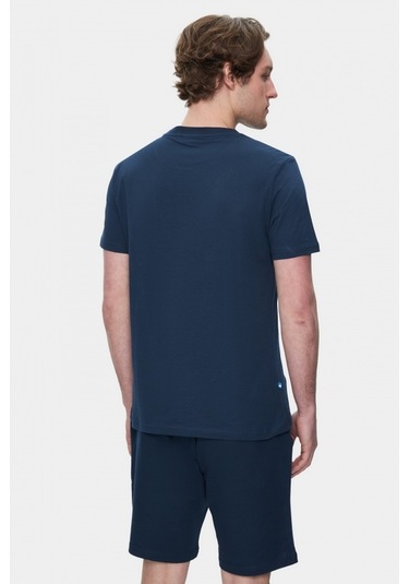 Sherman Lacivert Bisiklet Yaka Baskılı Standard Fit Erkek Tshirt Lacivert