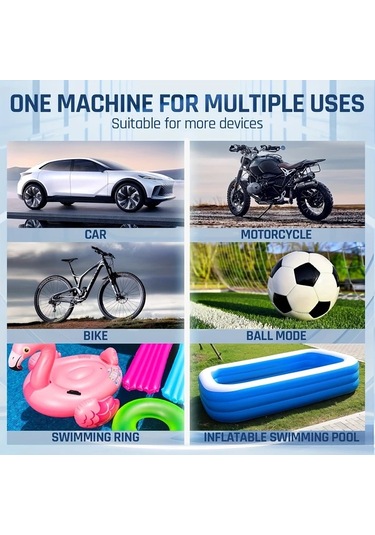 Boatshop1 Taşınabilir Usb Dijital Ekranlı Şişirici Hava Kompresörü 3000mah Kablosuz Şarj Motosiklet Araba Lastik Pompası