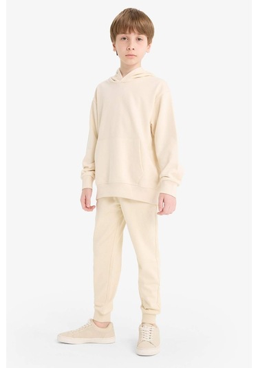 Defacto Erkek Çocuk Basic Düz Kapüşonlu Sweatshirt E9558a825auer103 Ekru