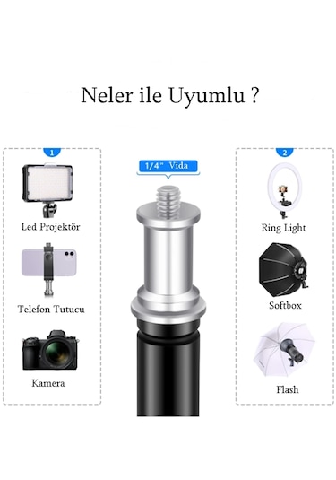 Stüdyo Fotoğraf Çekimleri İçin 210 Cm Uzunluğunda Tripod